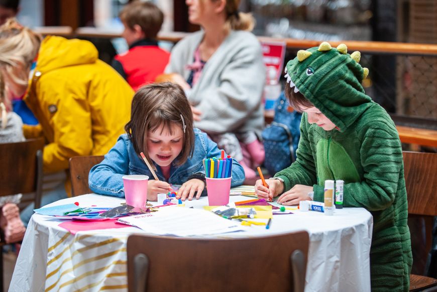 Children sat at a table